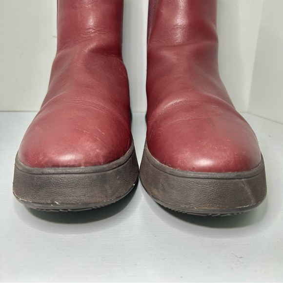 Fitflop F-Mode Plummy Purple Leather Platform Ankle Chelsea Boots Size 10 - Picture 5 of 16